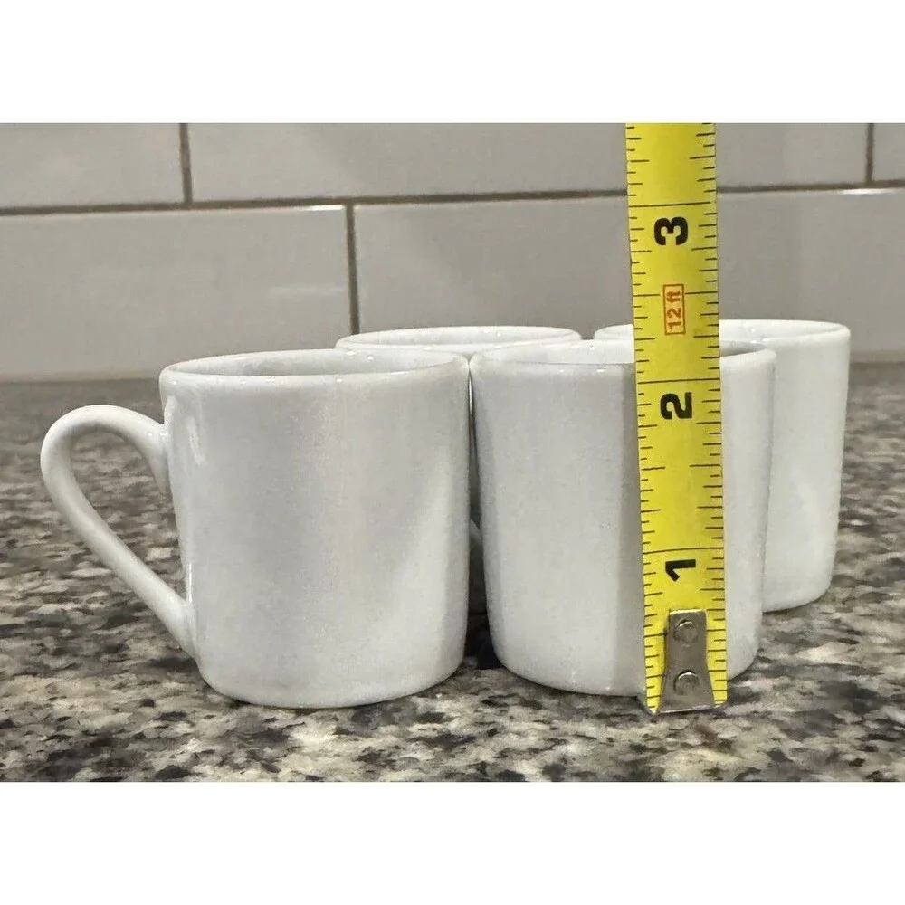 Sur La Table White Demitasse Espresso Cups 2 Oz Mini Mug Fine Porcelain Set of 4